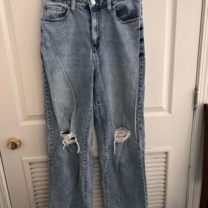 SO Light Blue Distressed Straight Leg Jeans